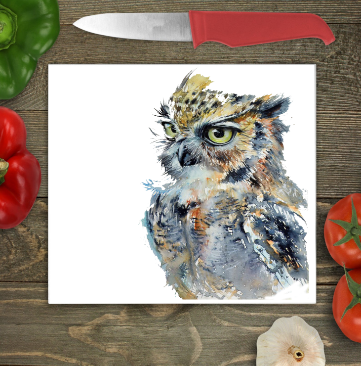 Owl Large Glass Chopping Board